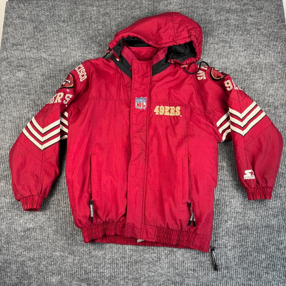 Vtg 90s Starter Pro Line San Francisco 49ers Jacket Mens L NFL Hooded Puffer